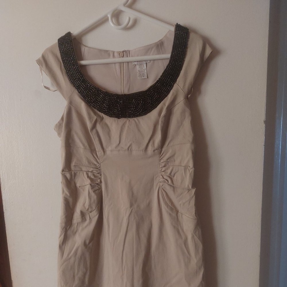 Monroe & Main Khaki Embellished form fitting dress